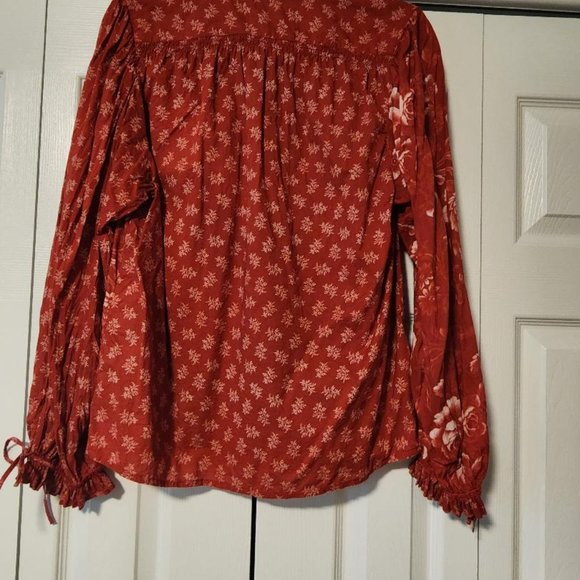 Sundance red floral blouse, size small - Picture 3 of 3